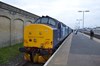 Unusually routed into platform 4 at Lowestoft, 37405 stands at the 'stops' with the 1455 from Norwich. The train returned as the 1548 to Norwich with 37419 leading.