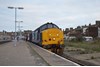 Unusually routed into platform 4 at Lowestoft, the 1548 return to Norwich, headed by 37419, waits departure. The train arrived with 37405 leading.