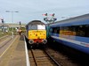 Direct Rail Services 47810 Peter Bath MBE 1927-2006 runs round its train at Great Yarmouth on August 17 2013, before hauling the 1310 to London Liverpool Street as far as Norwich. RICHARD CLINNICK.