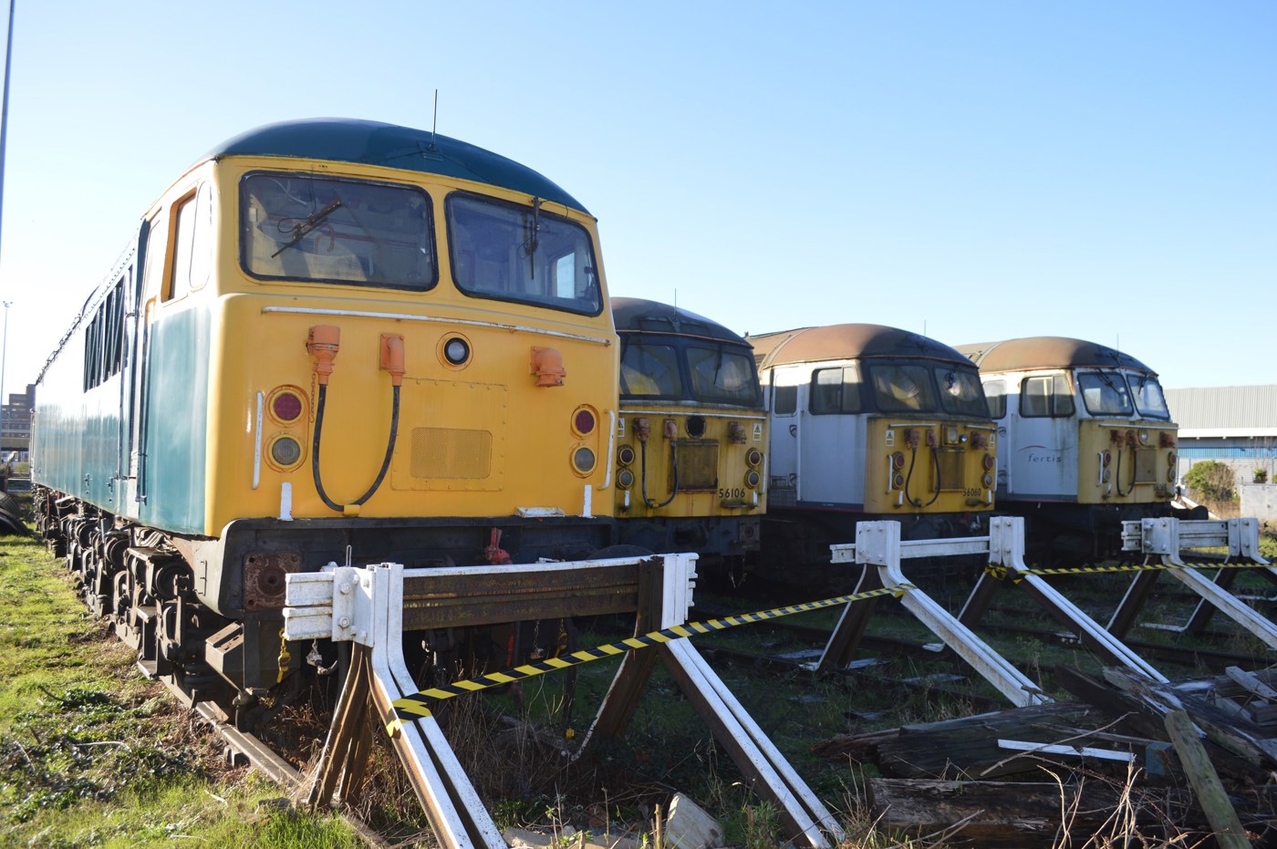 UK Rail Leasing 56007, 56016, 56060 and 56065 stand at Leicester on January 15. RICHARD CLINNICK.