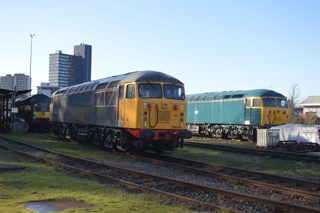 UKRL 37905 (left), 56081 and the Class 56 Group's 56006 stand at Leicester on January 15. RICHARD CLINNICK.
