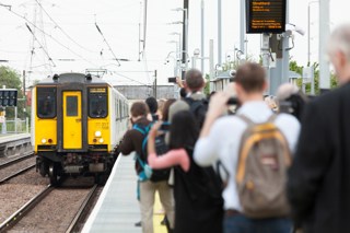 The first Abellio Greater Anglia train arrives at Lea Bridge on May 16. NETWORK RAIL.