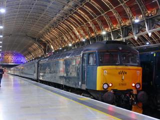 Platform 1 at Paddington on April 25, as 57603 draws in with the empty stock for the 2345 Sleeper to Penzance. JO CLOUGH.