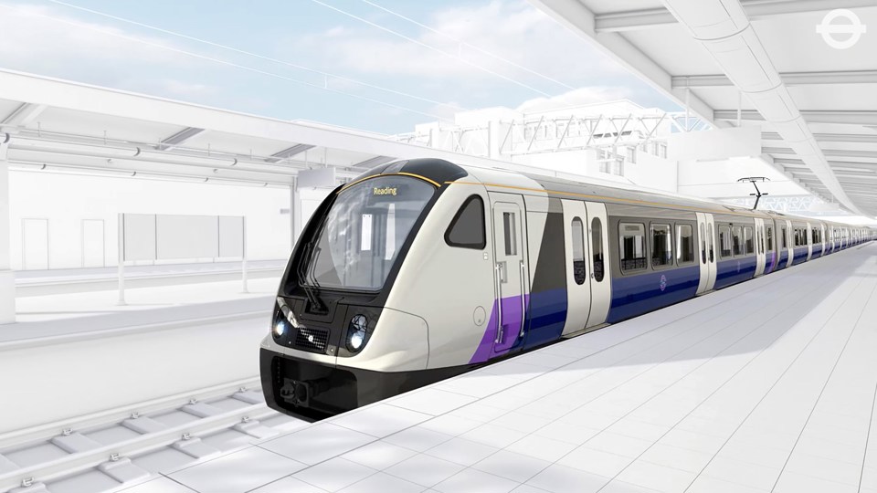 The exterior of the Class 345s Bombardier will deliver to Crossrail. TRANSPORT FOR LONDON.