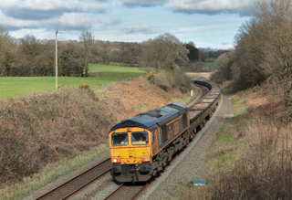 KEA wagons are transported by GB Railfreight 66772 as the 1243 Cardiff Tidal to Exeter Riverside on March 25. RUSSELL AYRE.