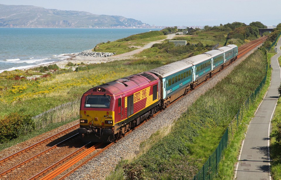 67022 passes Dwygyfylchi on July 24, with 0950 Manchester Piccadilly-Holyhead. PHIL METCALFE.