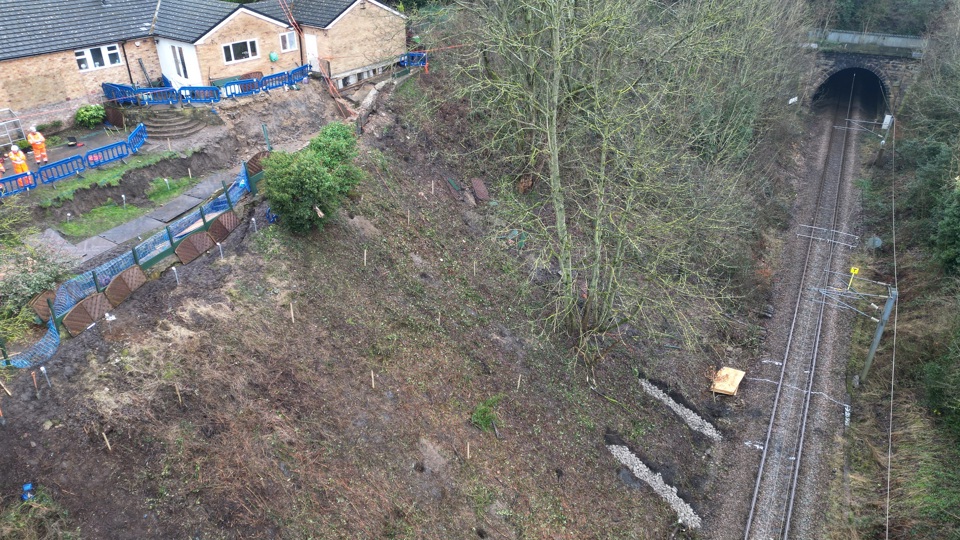 Baildon embankment landslip