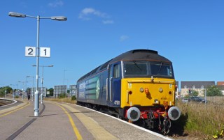 DRS 47501 in the doomed platform 1 at Great Yarmouth on August 31 2013. RICHARD CLINNICK.