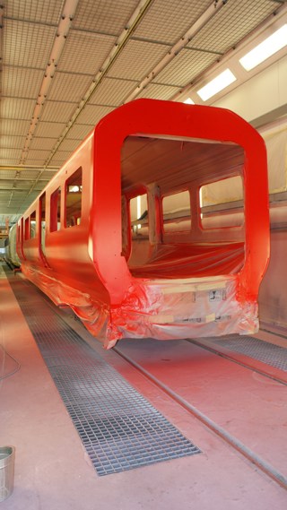 A completed Class 707 bodyshell at Siemens' Krefeld factory. SIEMENS. 