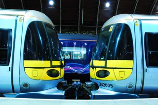 Class 332s at London Paddington. CARL CHAMBERS.