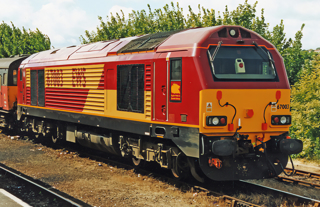 67003 in EWS livery whilst stabled at Plymouth in August 2001. MARK PIKE.