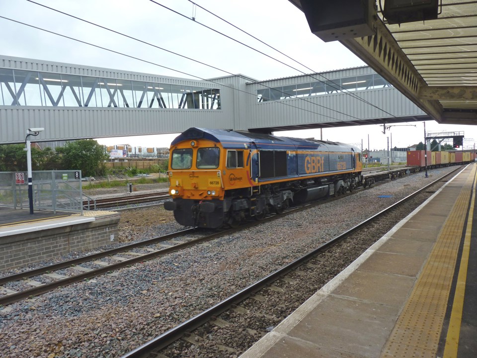 GBRf 66728 at Peterborough. RICHARD CLINNICK.