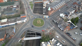 Aerial view of Greek Street Roundabout. NETWORK RAIL.