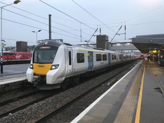 GTR 700050 at Peterborough on February 19, with the 0726 to London King's Cross. RICHARD CLINNICK.