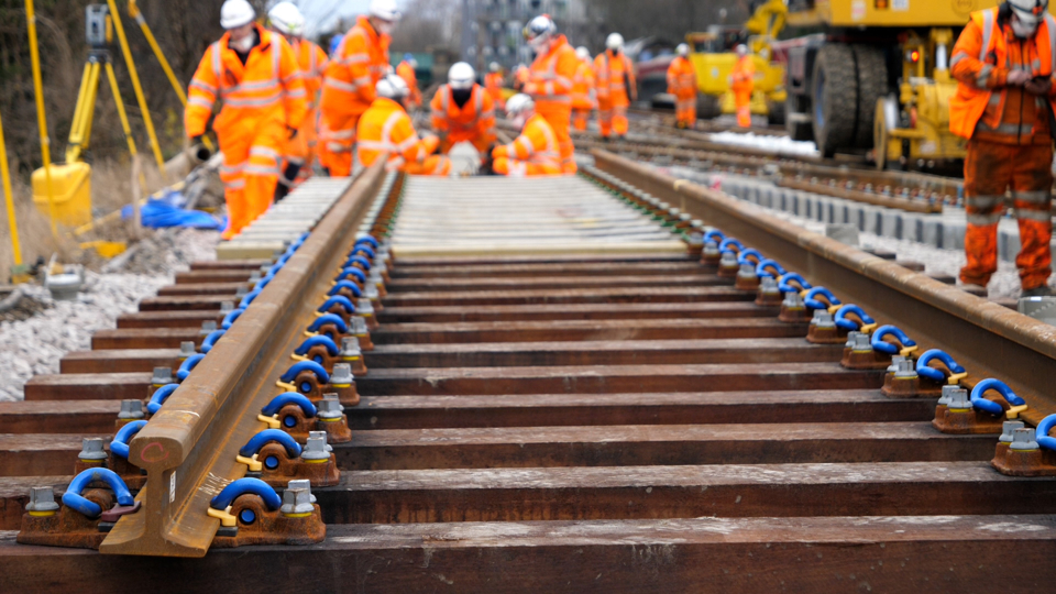 Network Rail new track panel being installed