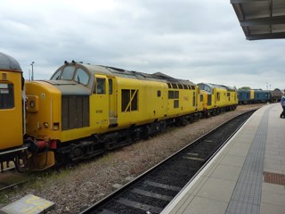 Network Rail 97302 and 97301 at Derby on June 26. RICHARD CLINNICK.