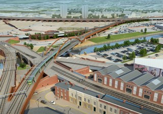 An artist's impression of the Ordsall Chord. NETWORK RAIL.