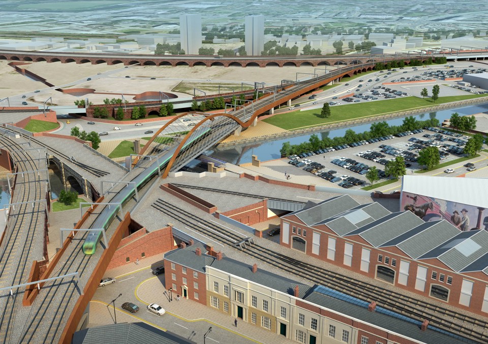 An artist's impression of the Ordsall Chord. NETWORK RAIL.