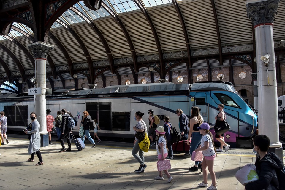 Passengers at York train station 