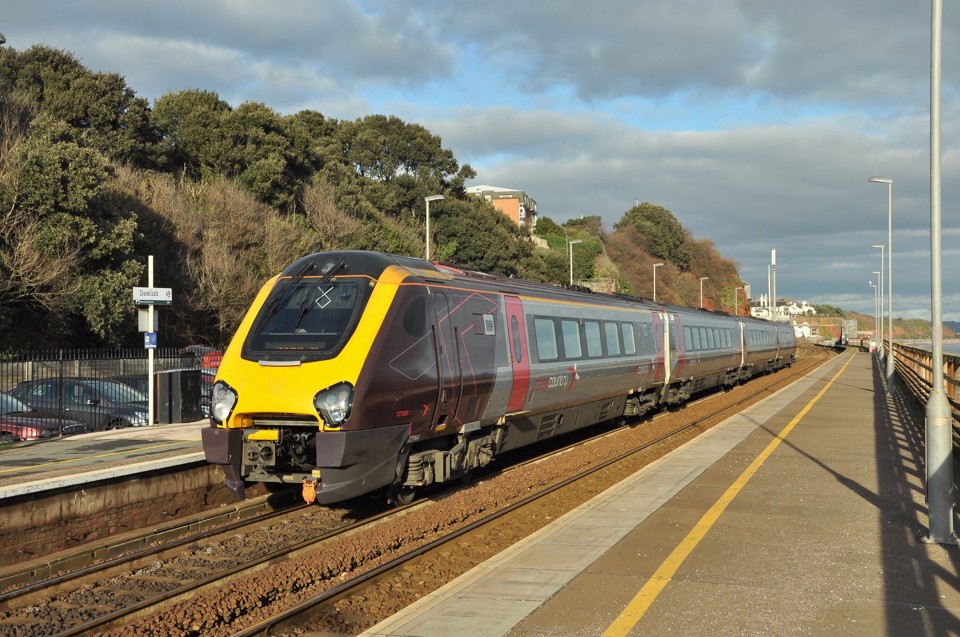 Recently reformed CrossCountry 221144 departs Dawlish on January 26 with the 1404 Paignton-Manchester Piccadilly. 100 metres of the sea wall collapsed just beyond the station, and now almost four years later the Government is being accused of gambling with the region’s economy due to the lack of a permanent solution to the railway’s resilience. DAVID HUNT.