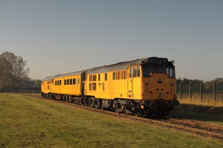 Network Rail 31602 Driver Dave Green stands on a Network Rail test train on the Long Marston test loop on February 5 2007. Another NR ‘31’ is on the rear. Hitachi and Bombardier have submiited plans that would use the loop and create jobs by using the site as a test facility. JACK BOSKETT.