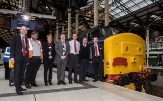 Organisers and staff with the 'EACH Express' charter at London Liverpool Street on April 30. AL PULFORD.