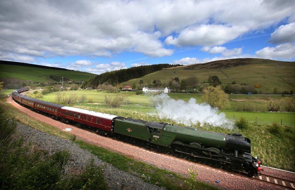 60103 Flying Scotsman near Heriot on May 15. PA PHOTOS.