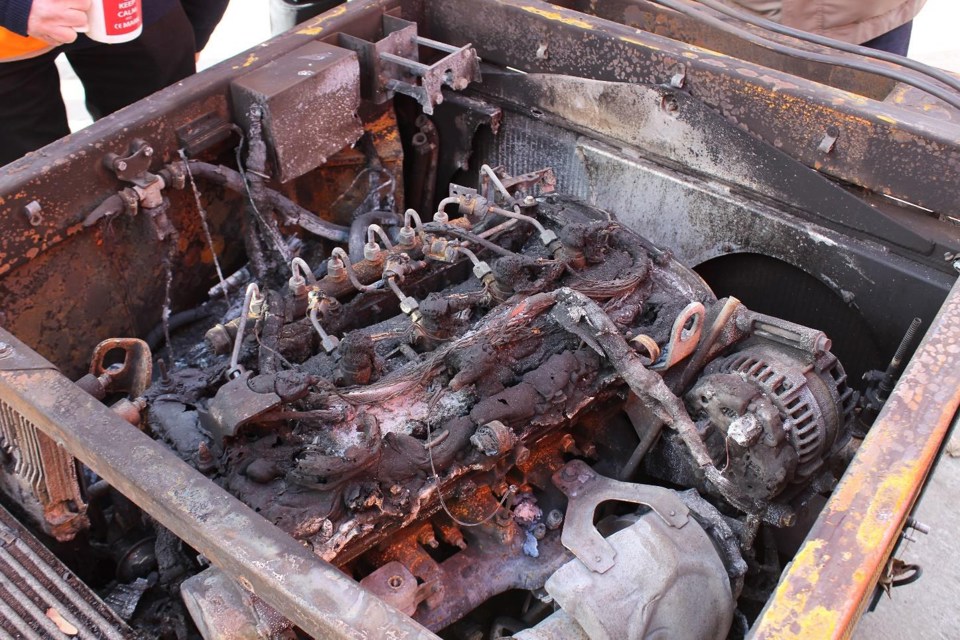 The inside of the fire-damaged genset. VIVARAIL. 