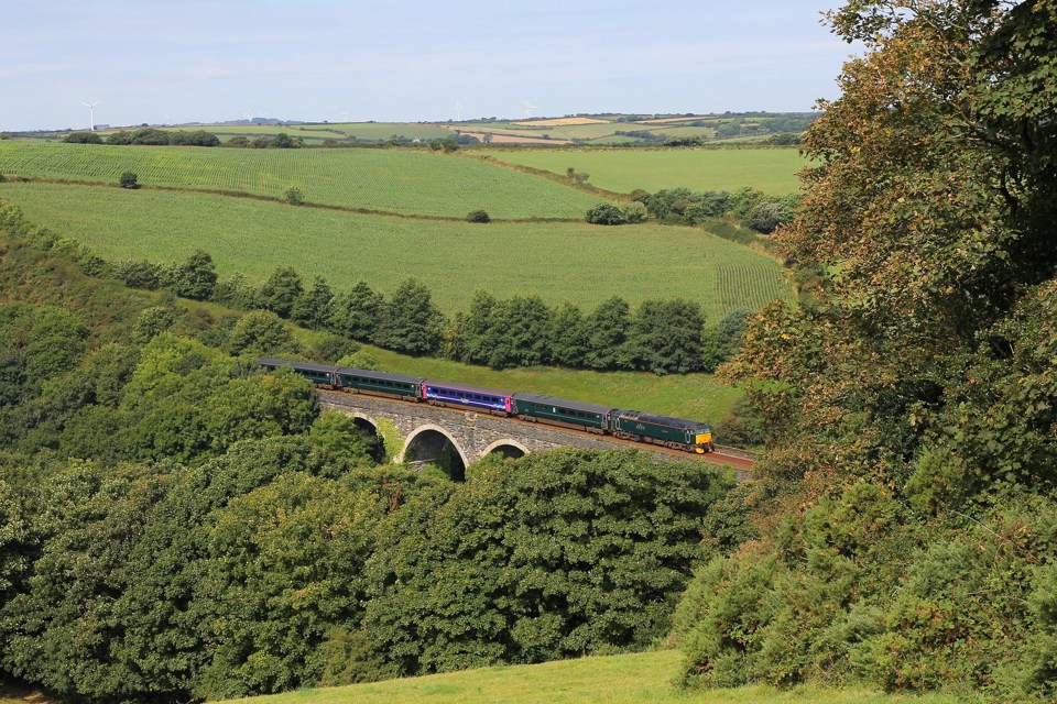 GWR 57605 crosses Coombe Viaduct. CRAIG MUNDAY.