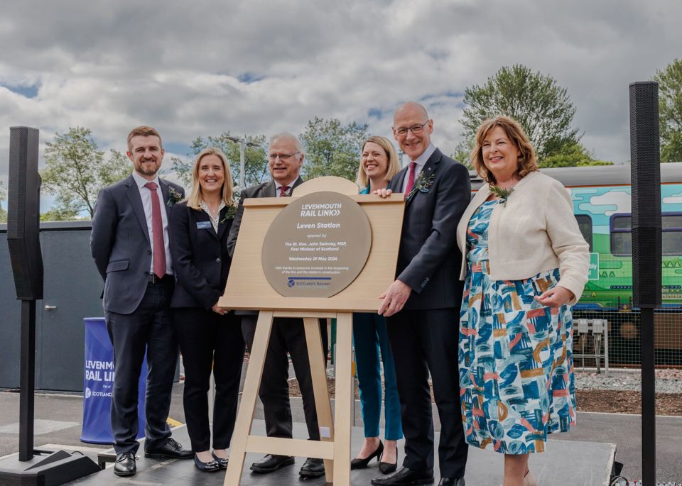 First Minister John Swinney opens the new Levenmouth Rail Link