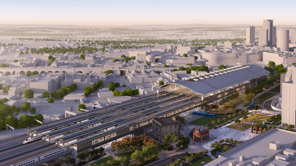 An impression of how HS2 and the tramway will interact at Curzon Street station