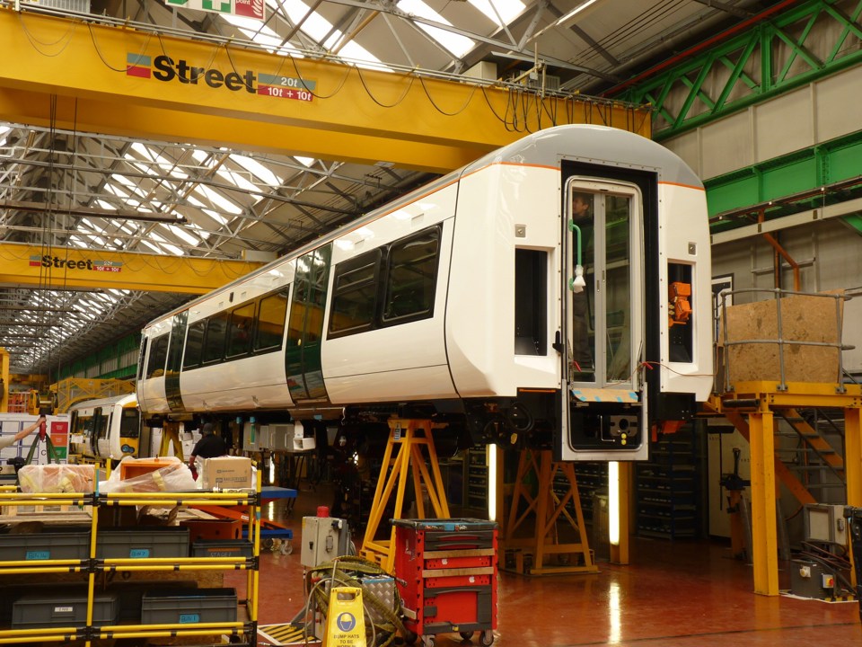 A Class 387/1 under construction at Derby Litchurch Lane. RICHARD CLINNICK.