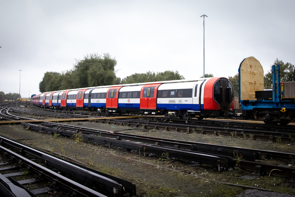 The first of Transport for London's new Piccadilly Line trains after its delivery to London
