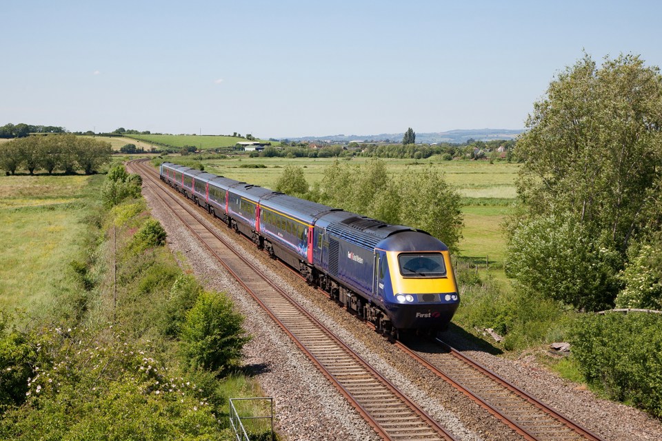 Great Western Railway 43021 David Austin - Cartoonist leads the 1132 Paignton-London Paddington through Wick, Somerset, on May 26. ANTONY CHRISTIE.
