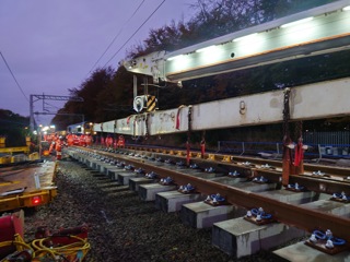 Track laying and signalling work at Cambridge South. NETWORK RAIL.